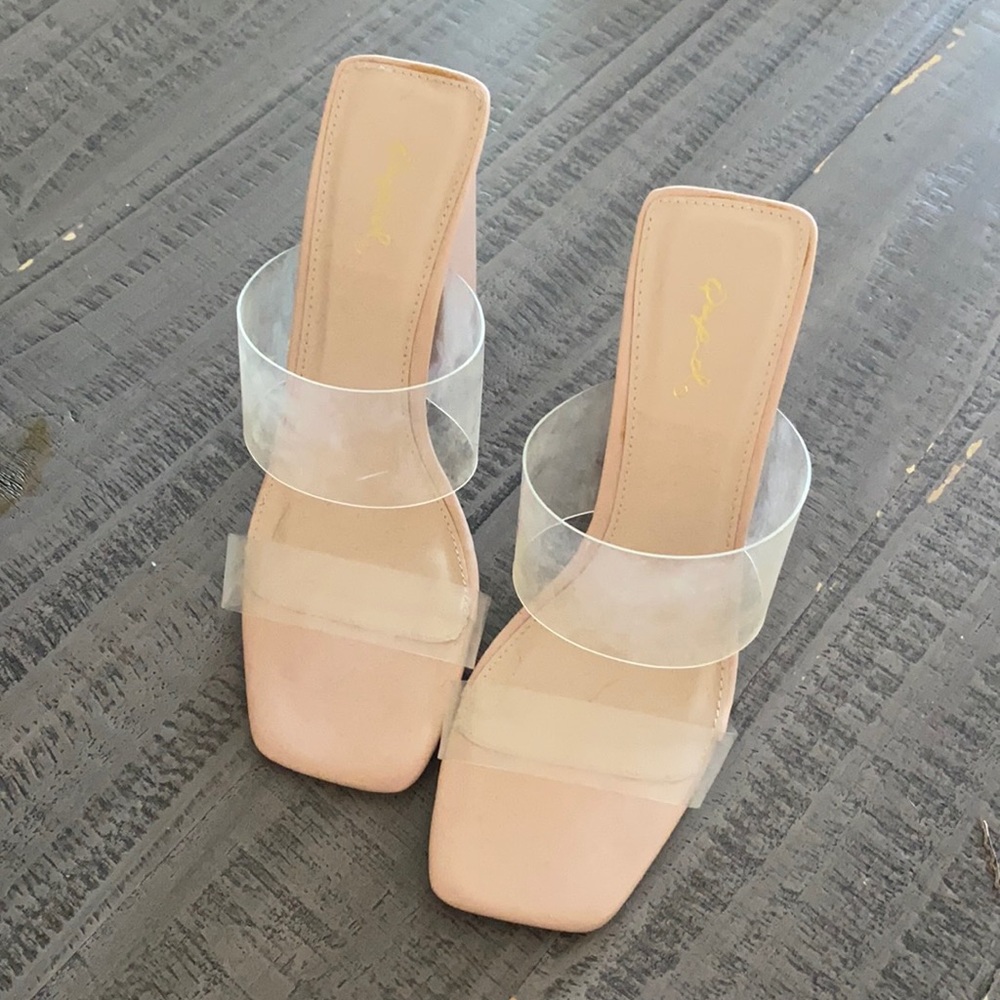 Nude/clear heels barely worn